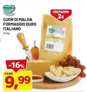 DPiù Cuor di malga formaggio duro italiano offerta