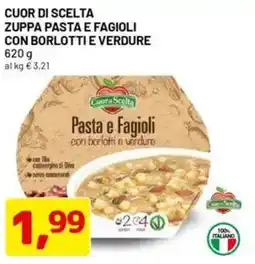 DPiù Cuor di scelta zuppa pasta e fagioli con borlotti e verdure offerta