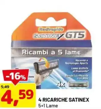 DPiù 4 ricariche satinex 5+1 lame offerta