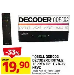 DPiù Qbell qdeco2 decoder digitale terrestre dvb-t2 hevc offerta