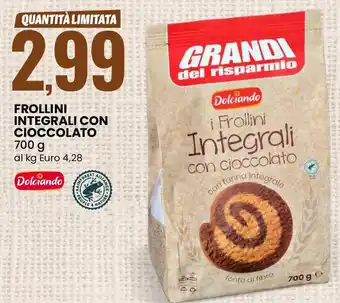 Eurospin Frollini integrali con cioccolato Dolciando offerta