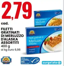 Eurospin ATHENA Filetti gratinati di merluzzo d'alaska assortiti offerta