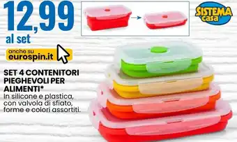 Eurospin Sistema casa set 4 contenitori pieghevoli per alimenti offerta