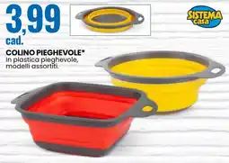 Eurospin SISTEMA COLINO PIEGHEVOLE* In plastica pieghevole, modelli assortiti. asa colino pieghevole offerta