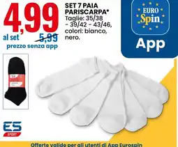 Eurospin Set 7 paia pariscarpa ES SPORT offerta