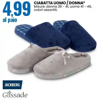 Eurospin Ciabatta uomo/donna JACKBERG Glissade offerta