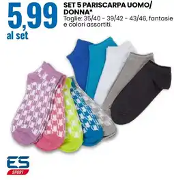 Eurospin Set 5 pariscarpa uomo/ donna ES SPORT offerta