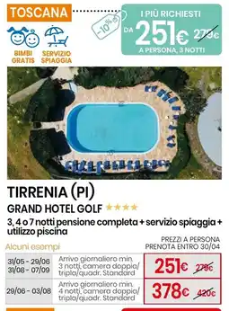 Eurospin Tirrenia (pi) grand hotel golf offerta