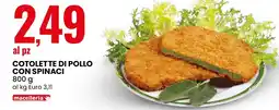 Eurospin macelleria Cotolette di pollo con spinaci offerta