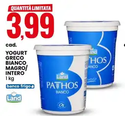 Eurospin Yogurt greco bianco magro/ intero Land offerta