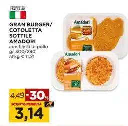 Alì Supermercati Gran burger/ cotoletta sottile AMADORI offerta