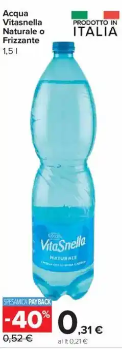 Carrefour Express Acqua Vitasnella Naturale o Frizzante offerta