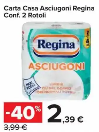 Carrefour Express Carta Casa Asciugoni Regina Conf. 2 Rotoli Regina offerta