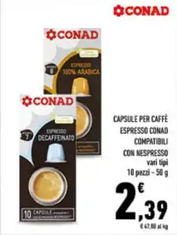 Conad City Capsule per caffè espresso conad compatibili con NESPRESSO offerta