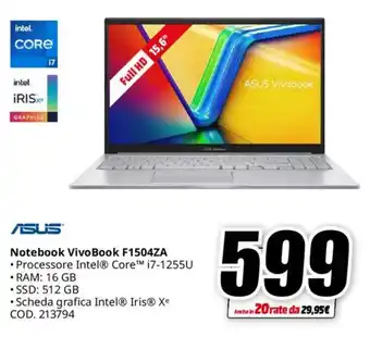 MediaWorld ASUS Notebook VivoBook F1504ZA offerta