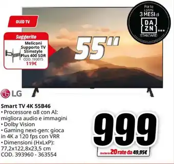 MediaWorld LG Smart TV 4K 55B46 offerta