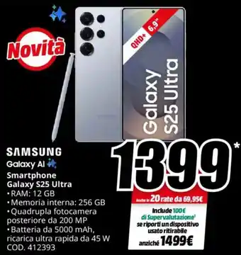 MediaWorld SAMSUNG Smartphone Galaxy S25 Ultra offerta