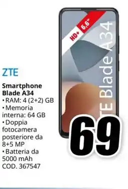 MediaWorld ZTE Smartphone Blade A34 offerta