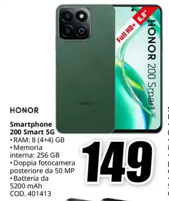 MediaWorld HONOR Smartphone 200 Smart 5G offerta