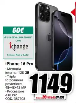 MediaWorld iPhone 16 Pro offerta