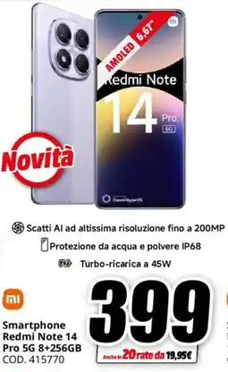 MediaWorld Smartphone Redmi Note 14 Pro 5G 8+256GB offerta