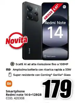 MediaWorld Smartphone Redmi note 14 6+128GB offerta