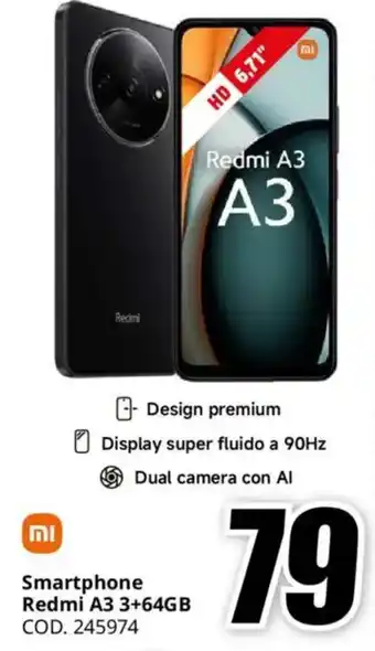 MediaWorld Smartphone Redmi A3 3+64GB offerta