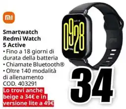 MediaWorld Smartwatch Redmi Watch 5 Active offerta