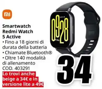 MediaWorld Smartwatch Redmi Watch 5 Active offerta