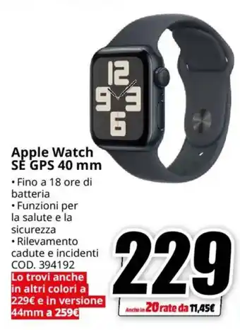 MediaWorld Apple Watch SE GPS 40 mm offerta