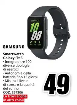 MediaWorld SAMSUNG Smartwatch Galaxy Fit 3 offerta