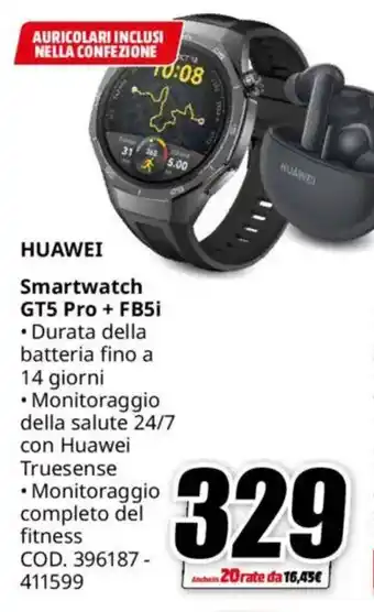 MediaWorld HUAWEI Smartwatch GT5 Pro + FB5i offerta