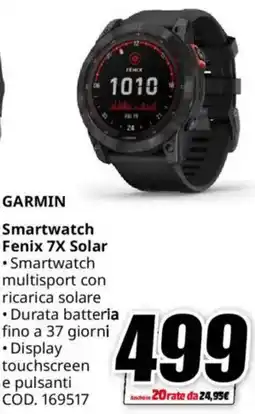 MediaWorld GARMIN Smartwatch Fenix 7X Solar offerta