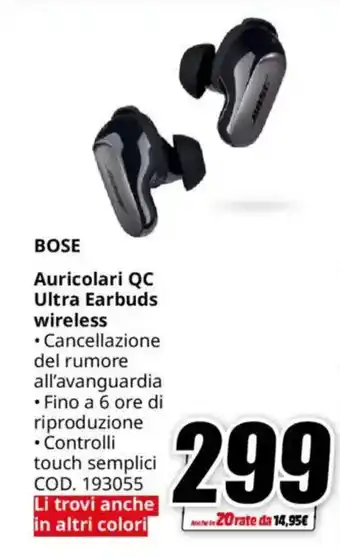 MediaWorld BOSE Auricolari QC Ultra Earbuds wireless offerta