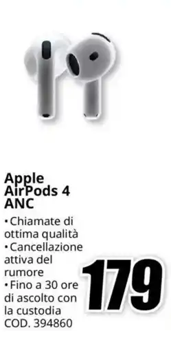 MediaWorld Apple AirPods 4 ANC offerta