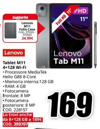 MediaWorld Lenovo Tablet M11 4+128 Wi-Fi offerta