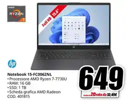 MediaWorld hp Notebook 15-FC0062NL offerta