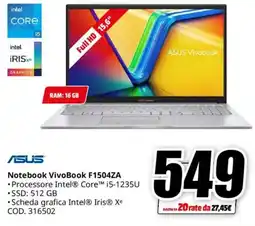 MediaWorld ASUS Notebook VivoBook F1504ZA offerta