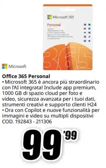 MediaWorld Microsoft Office 365 Personal offerta