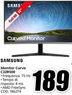 MediaWorld SAMSUNG Monitor Curvo C32R500 offerta