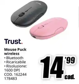 MediaWorld Trust Mouse Puck wireless offerta