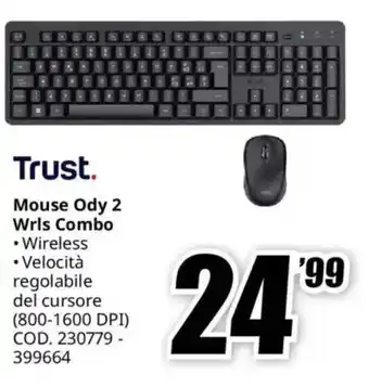 MediaWorld Trust Mouse Ody 2 Wrls Combo offerta