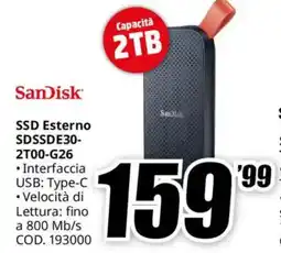 MediaWorld SanDisk SSD Esterno SDSSDE30- 2T00-G26 offerta