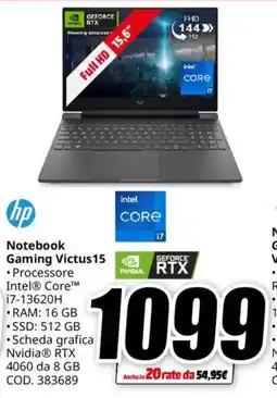 MediaWorld hp Notebook Gaming Victus15 offerta