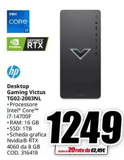 MediaWorld hp Desktop Gaming Victus TG02-2003NL offerta