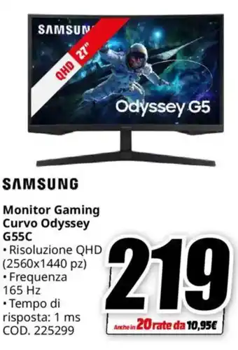 MediaWorld SAMSUNG Monitor Gaming Curvo Odyssey G55C offerta