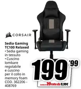 MediaWorld CORSAIR Sedia Gaming TC100 Relaxed offerta