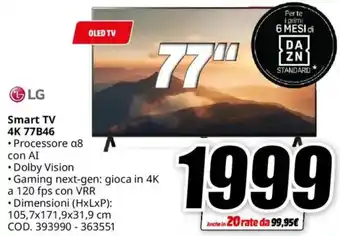 MediaWorld LG Smart TV 4K 77B46 offerta