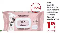 dm drogerie markt FRIA salviette struccanti viso, occhi e labbra con melissa e magnolia 64 pezzi offerta