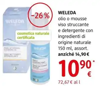 dm drogerie markt WELEDA olio o mousse viso struccante e detergente con ingredienti di origine naturale offerta